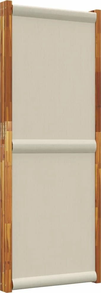 Paravan palosës vidaXL 3 panele 210x180 cm, dru akacie + tekstilene, gri e çelët