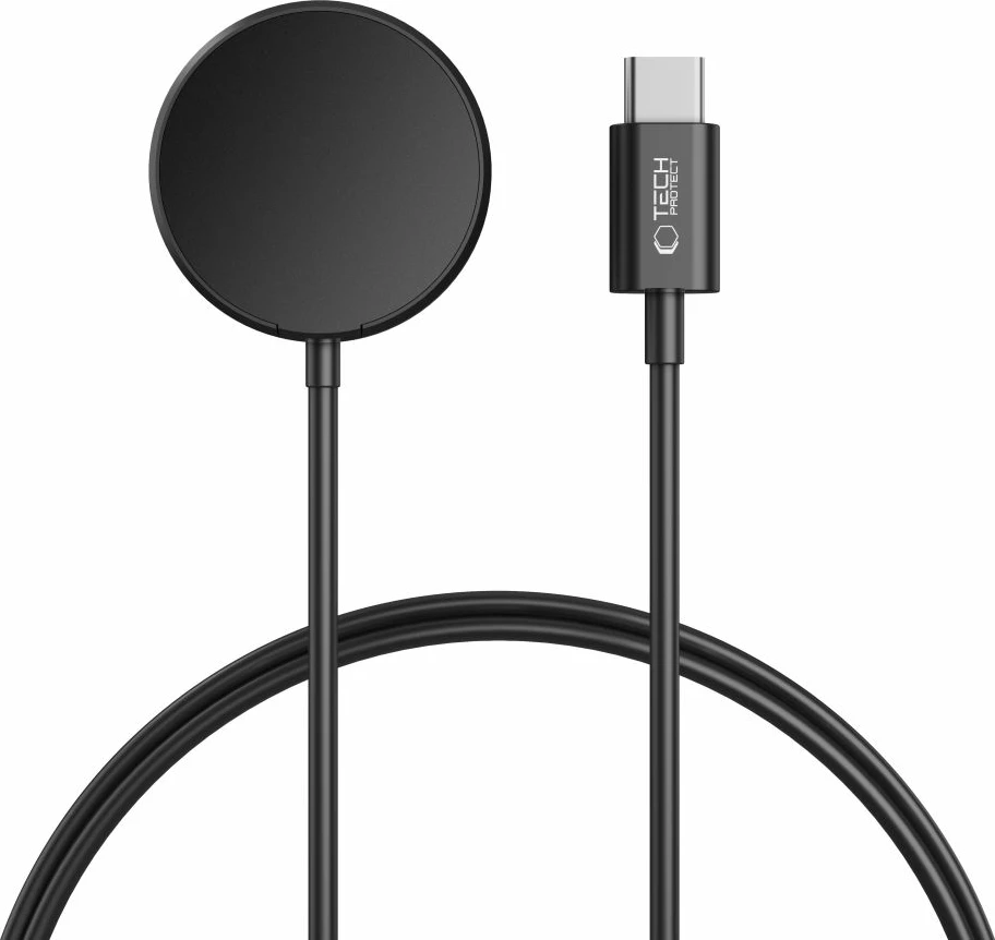 Karikues induktiv Tech-Protect MC03 UltraBoost për Samsung Galaxy Watch, USB-C, 100cm, Zi