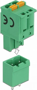 Terminal block set DeLOCK për PCB 2-pin, pitch 5.08 mm, vertikal, jeshil