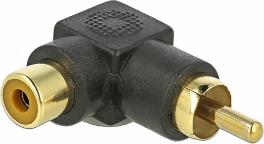 Adapter RCA DeLOCK 66168, mashkull-në-femër, kënd 90°, i zi