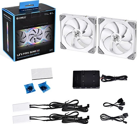 Ventilator kasë Lian Li UNI FAN SL140, 140mm, ARGB PWM, set 2 copë me controller, i bardhë