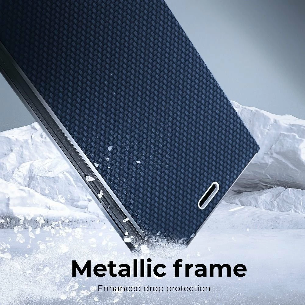Mbështjellës OEM LUNA Book Carbon për Samsung S21 FE, me kapak, Blu