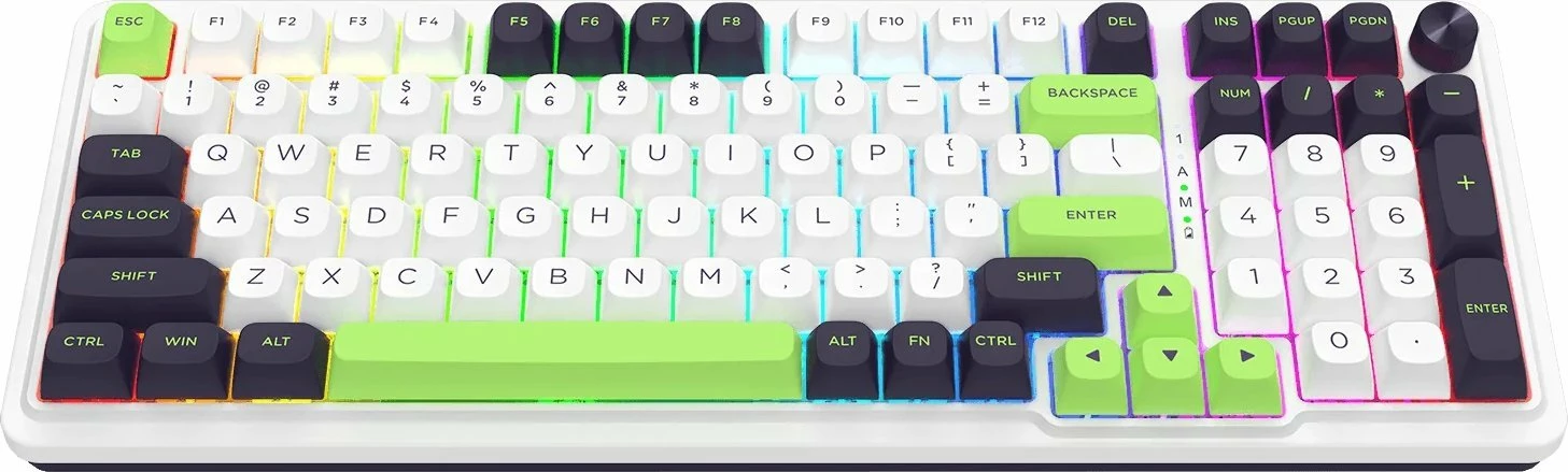 Tastierë gaming mekanike Redragon Eisa Max K686WBG-RGB-MAX RGB, 3-mode (USB-C/Bluetooth/2.4GHz), US layout, e bardhë/jeshile