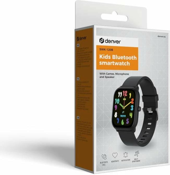Smartwatch Denver SWK-120B 1.75\" IPS touchscreen, Bluetooth 5.3, IP68, për fëmijë, i zi