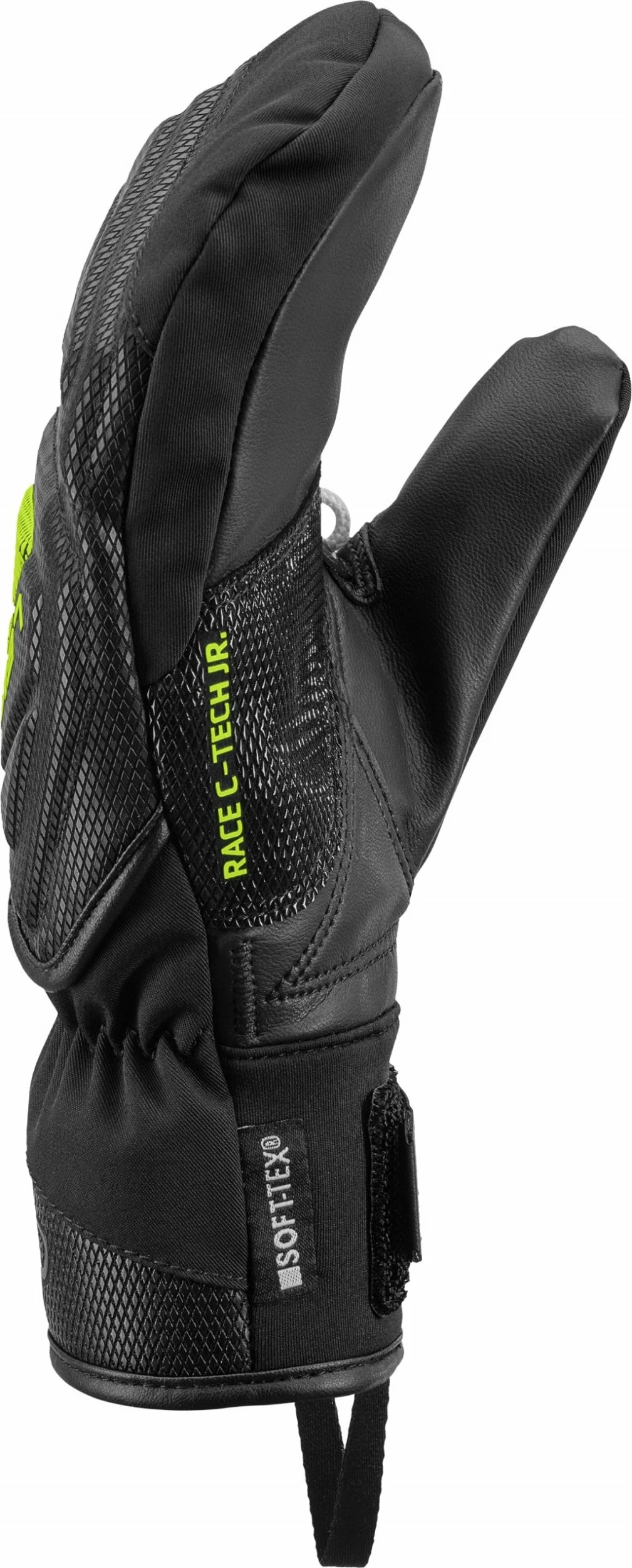 Doreza ski Leki WCR C-Tech 3D Jr. Mitt, madhësia 7, zi-verdhë limon