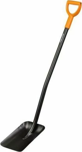 Lopatë Fiskars Solid 23.5x127 cm, dorezë D, bosht alumin, portokalli/zezë