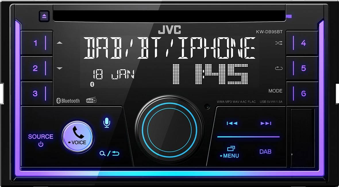 Radio multimedia JVC KW-DB95BT, 2 DIN, 7.1 kanale, 200 W, e zezë