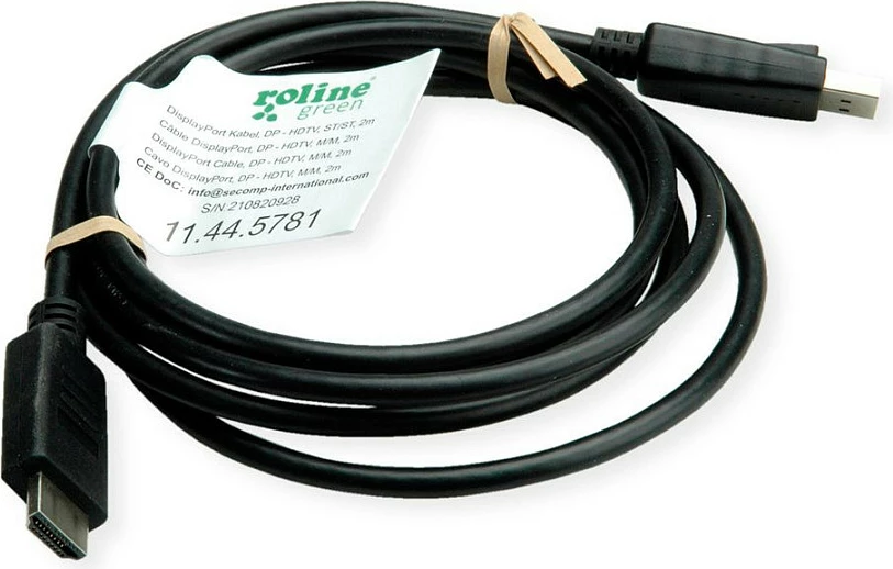 Kabllo DisplayPort në HDMI ROLINE 11445781, 2 m, 1080p/60Hz, e zezë
