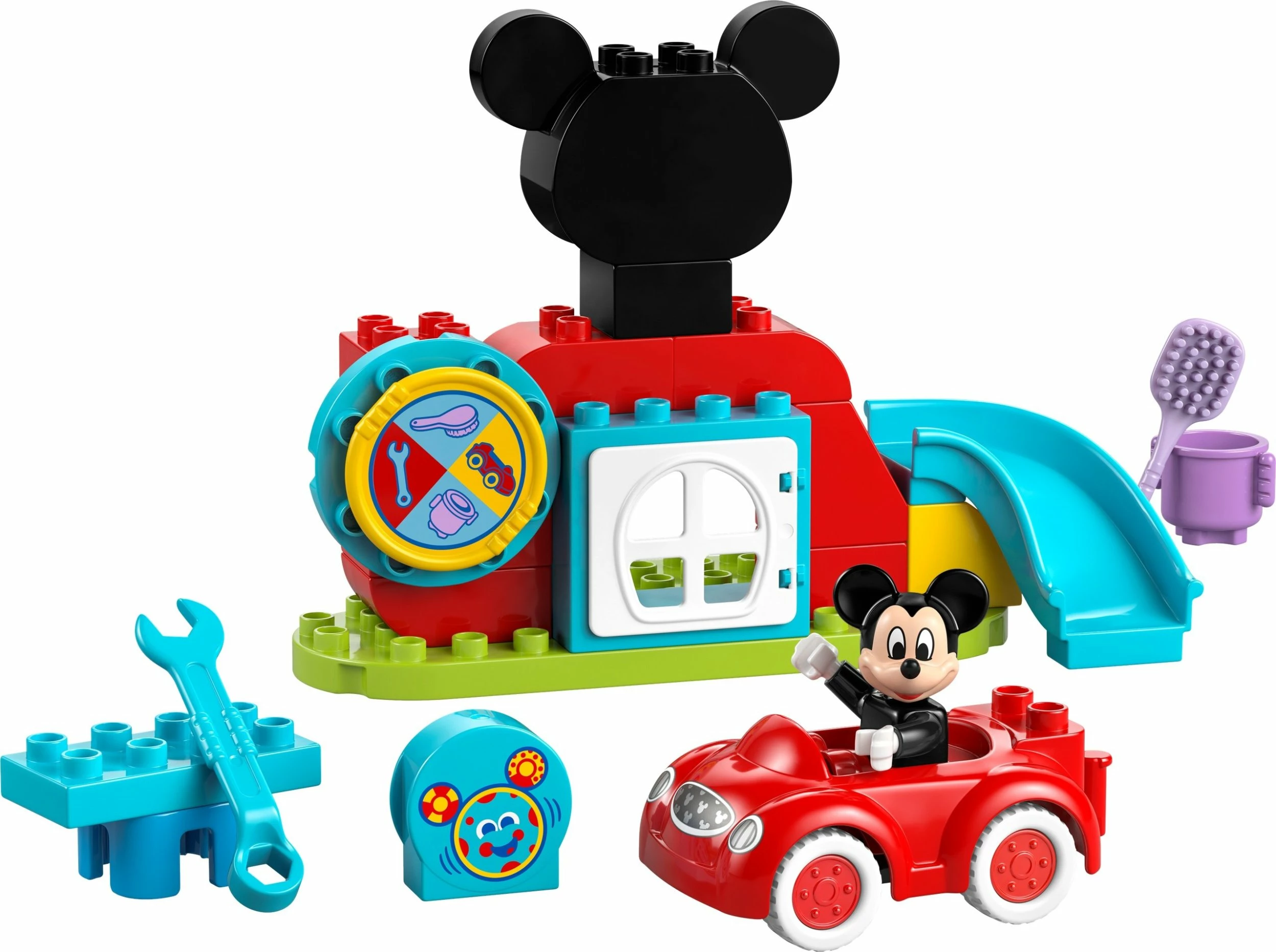 Set lodër ndërtimi LEGO DUPLO Disney 10454 Mickey Mouse Clubhouse & Car, 27 copë, 2+