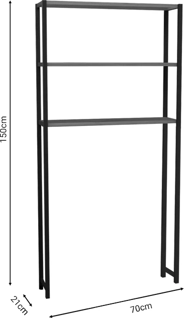 Kabinet për lavanderi Bothy melaminë lisi-metali i zi 70x21x150cm
