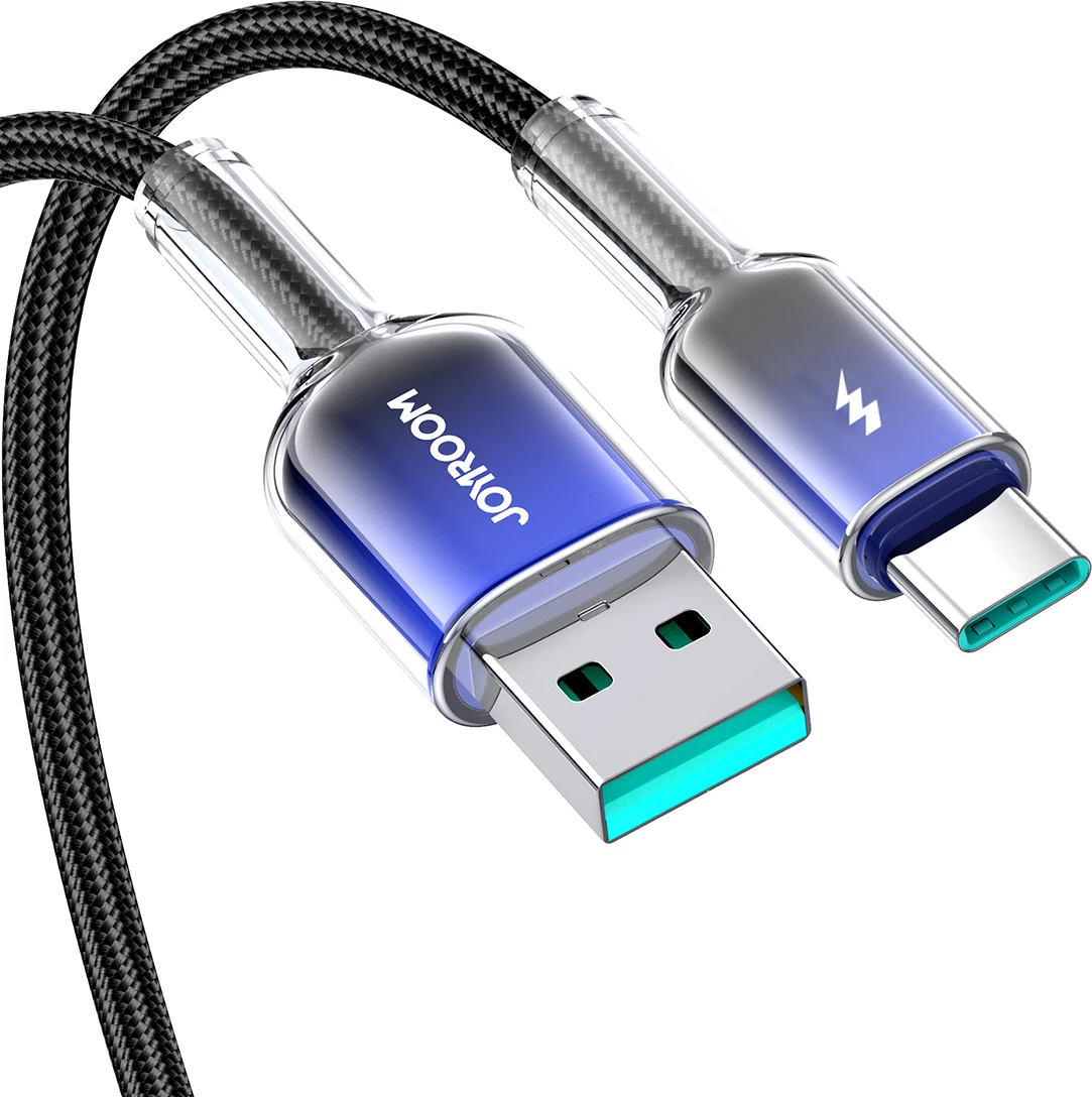 Kabllo Joyroom S-A42 Crystal-Clear Series, USB-A në USB-C, 1.2m, 3A, e zezë