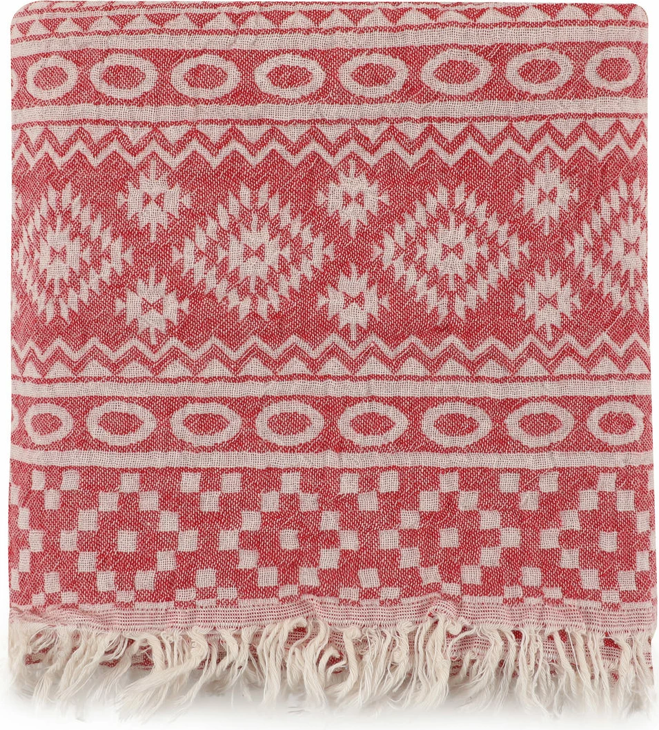 Peshqir plazhi Fouta, model qilimi, ngjyrë e kuqe, Mijolnir, 90x170cm