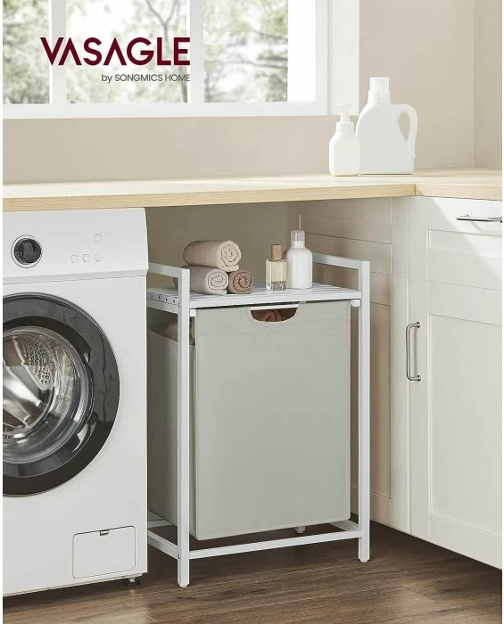 Kosh rrobash VASAGLE BLH101W01 65L me raft, 50x33x72 cm, i bardhë