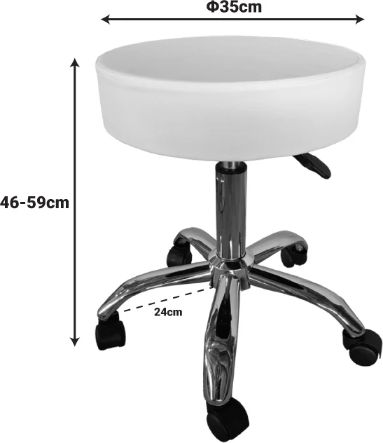 Stool pune me rrota, lëkurë sintetike e zezë, Tebere, 35x35x45-57cm