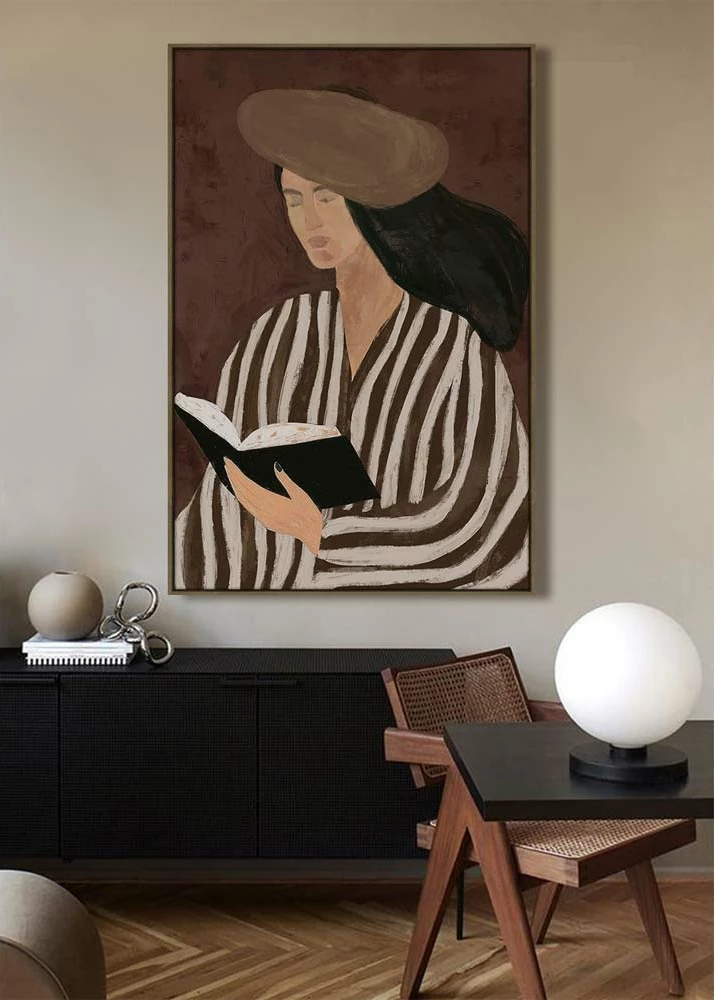 Pikturë dekorative LITERARY CALM me kornizë, kanavacë, ngjyrë kafe, 80x120x4cm