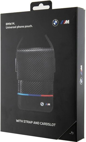Çantë portofol BMW Carbon Tricolor Line, për celular, e zezë