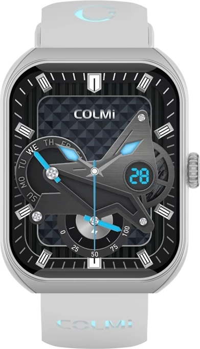 Smartwatch Colmi P86 1.93" AMOLED, Always On Display, thirrje me Bluetooth, 100+ sporte, SpO2/Presion i gjakut, bateri 400 mAh, argjendtë