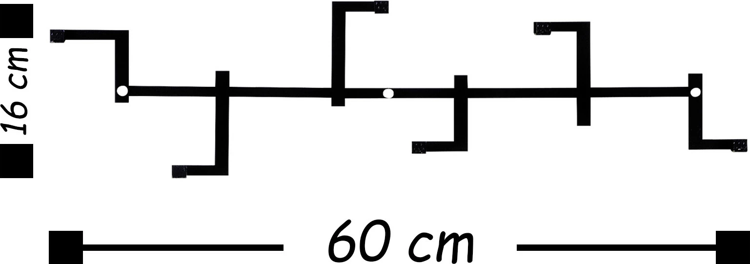 Varëse muri prej metali Wallity, Strip, e zezë, 60x16cm
