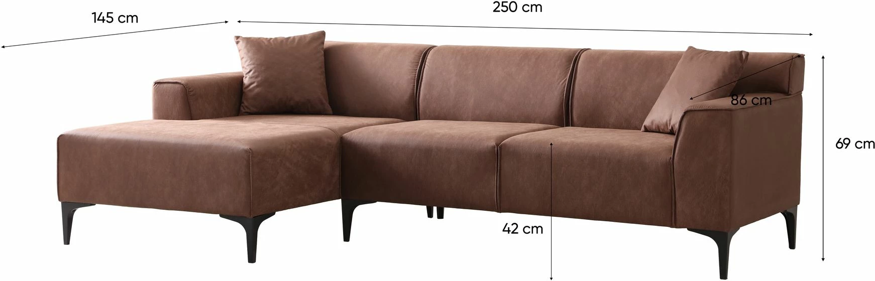 Këndare New Petra L, ngjyrë konyak, Atelier del Sofa