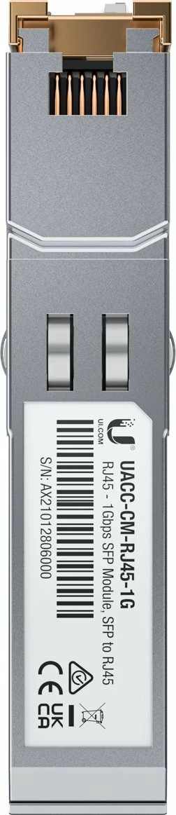 Modul transceiver SFP Ubiquiti UACC-CM-RJ45-1G 1Gbps RJ-45, gri/argjendtë, 1 copë