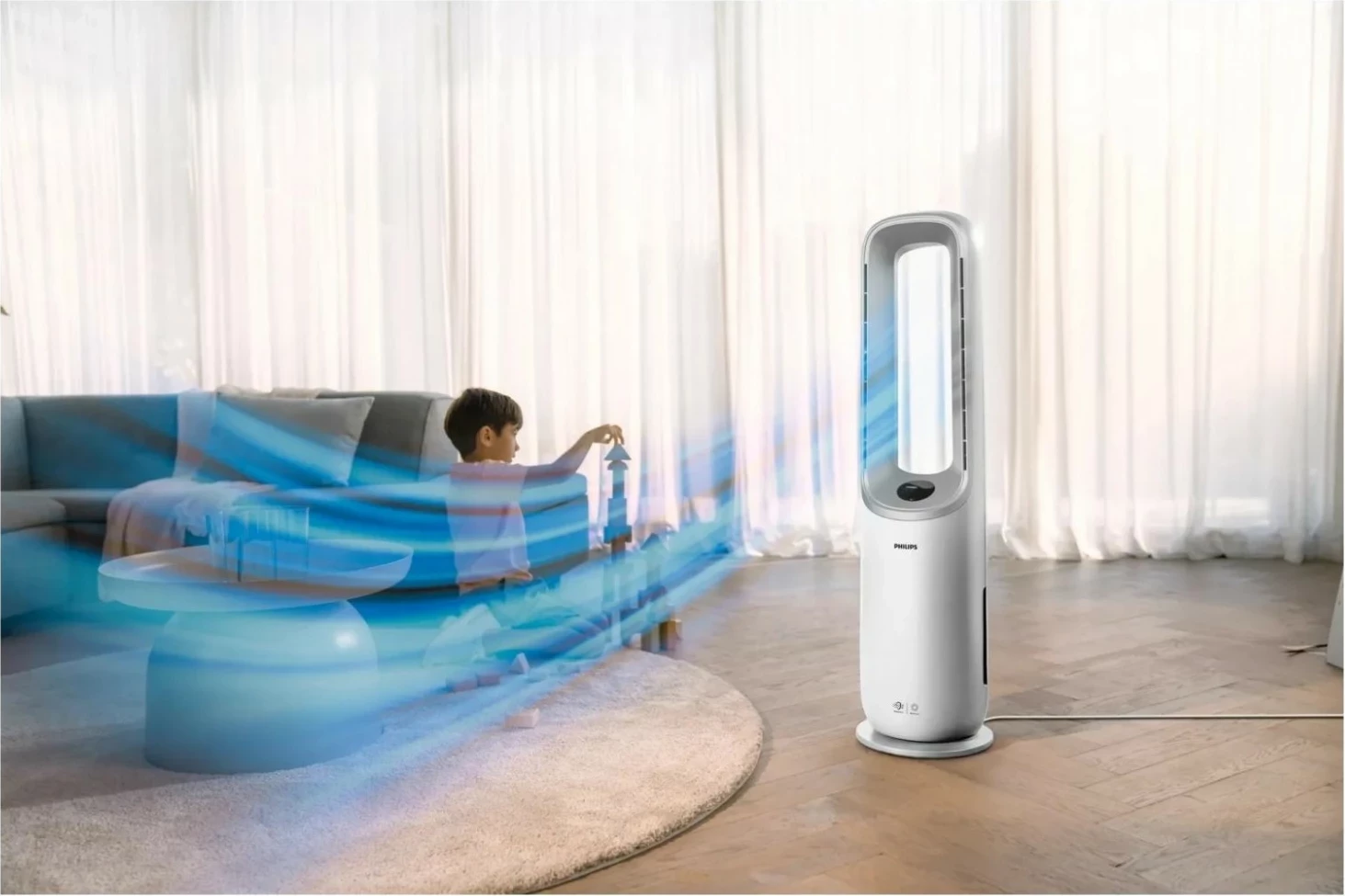 Purifikues ajri dhe ventilator Philips Air Performer 7000 AMF765/10, 70m², Wi-Fi, i bardhë/argjendtë