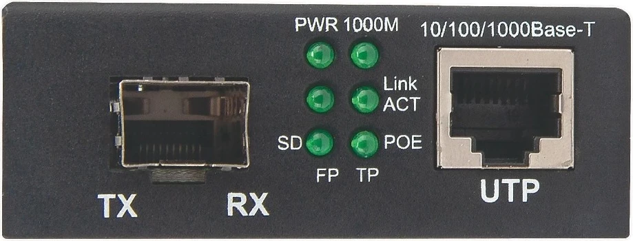 Konvertues Medial Intellinet 508216, Gigabit 1000Base-T RJ45 në Slot SFP, injector PoE+