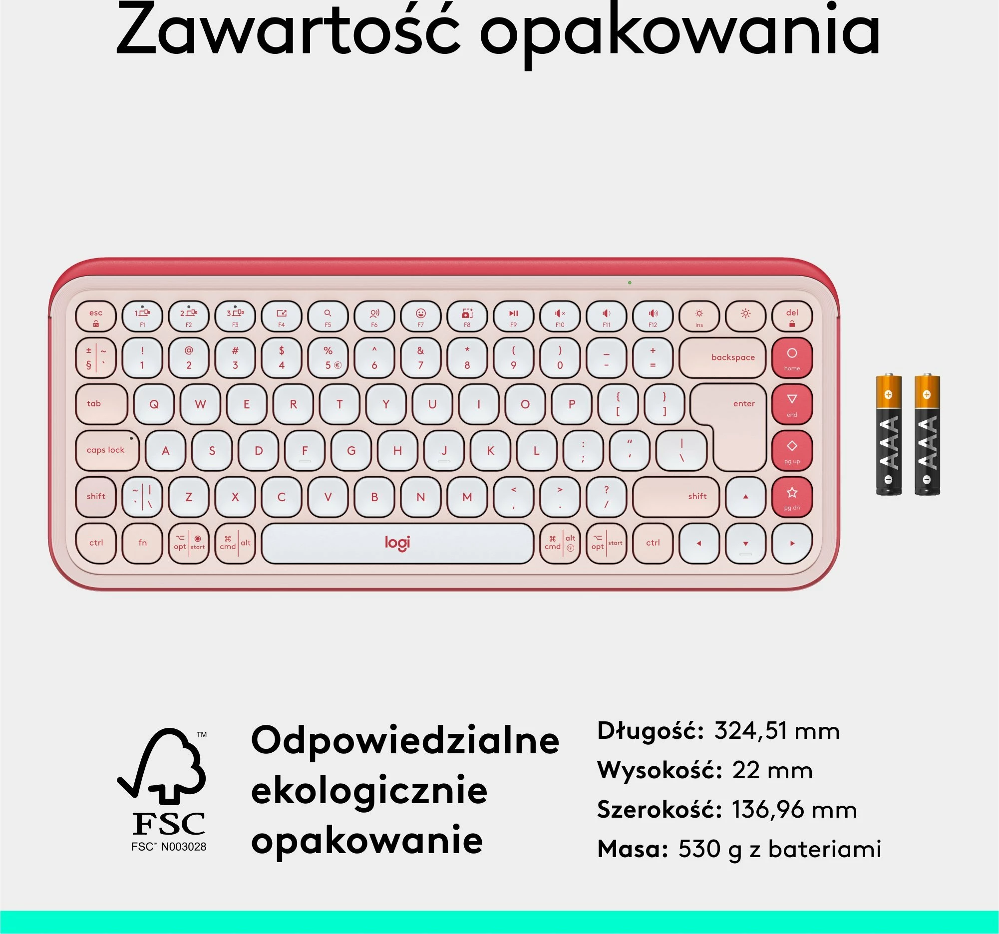 Tastierë pa kabllo Bluetooth Logitech POP Icon Keys 920-013073, US INTL, pa numpad, rozë