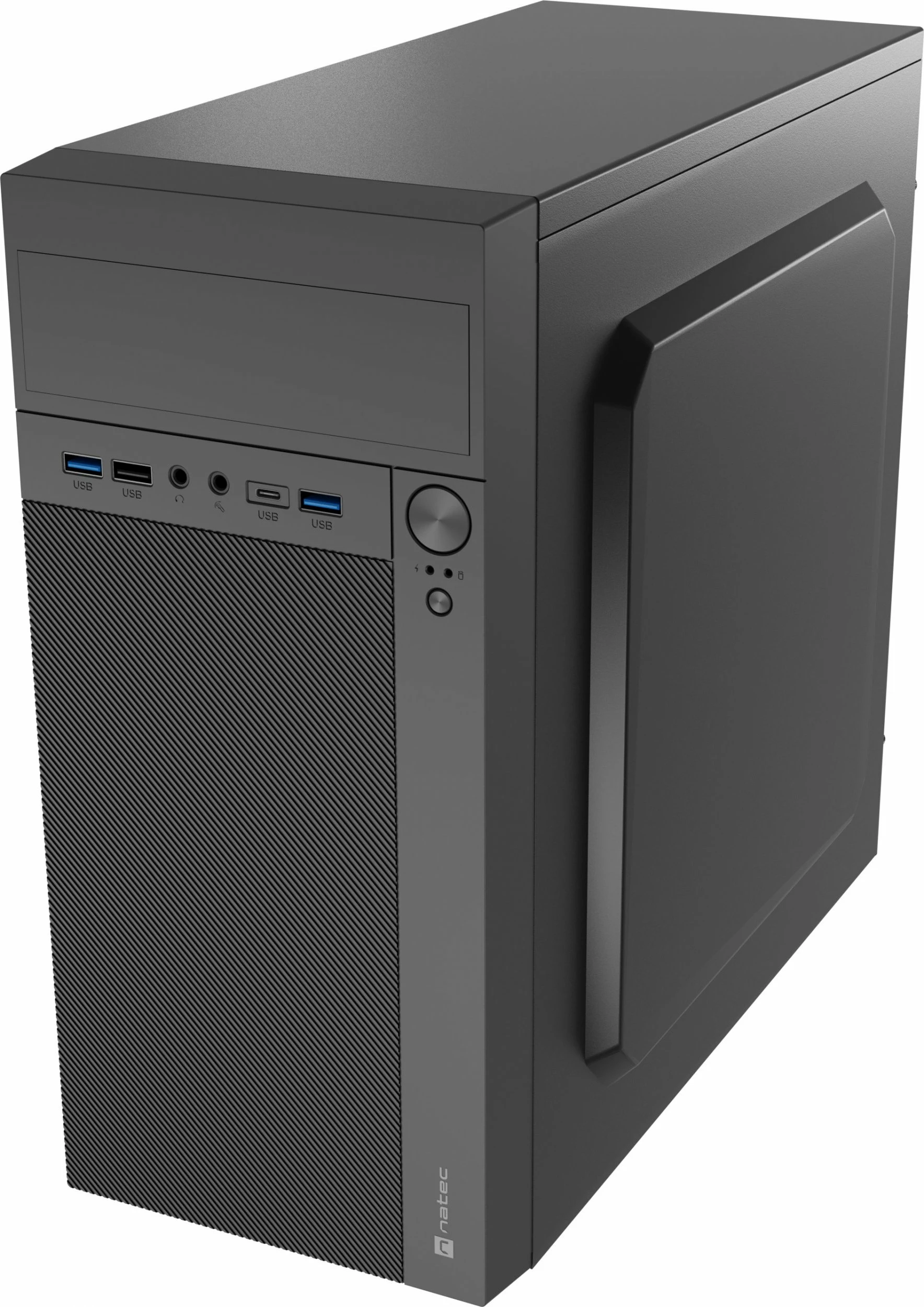 Kasë Natec Helix NPC-2171 mini tower microATX/Mini-ITX me USB-C, pa PSU, e zezë