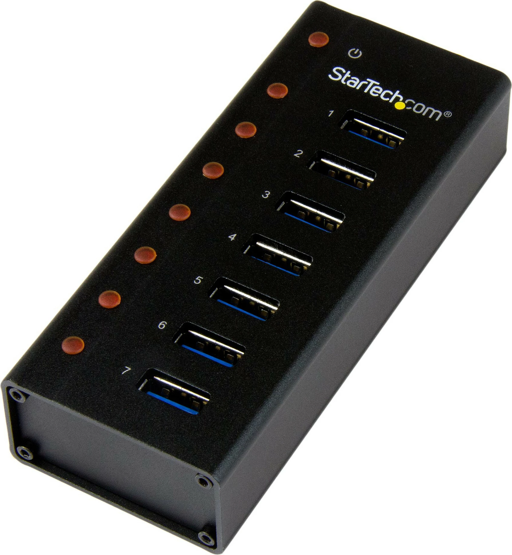 USB Hub StarTech ST7300U3M, 7-Port USB 3.2 Gen 1 (5Gbps), me adapter rryme, montim në mur/tavolinë, i zi