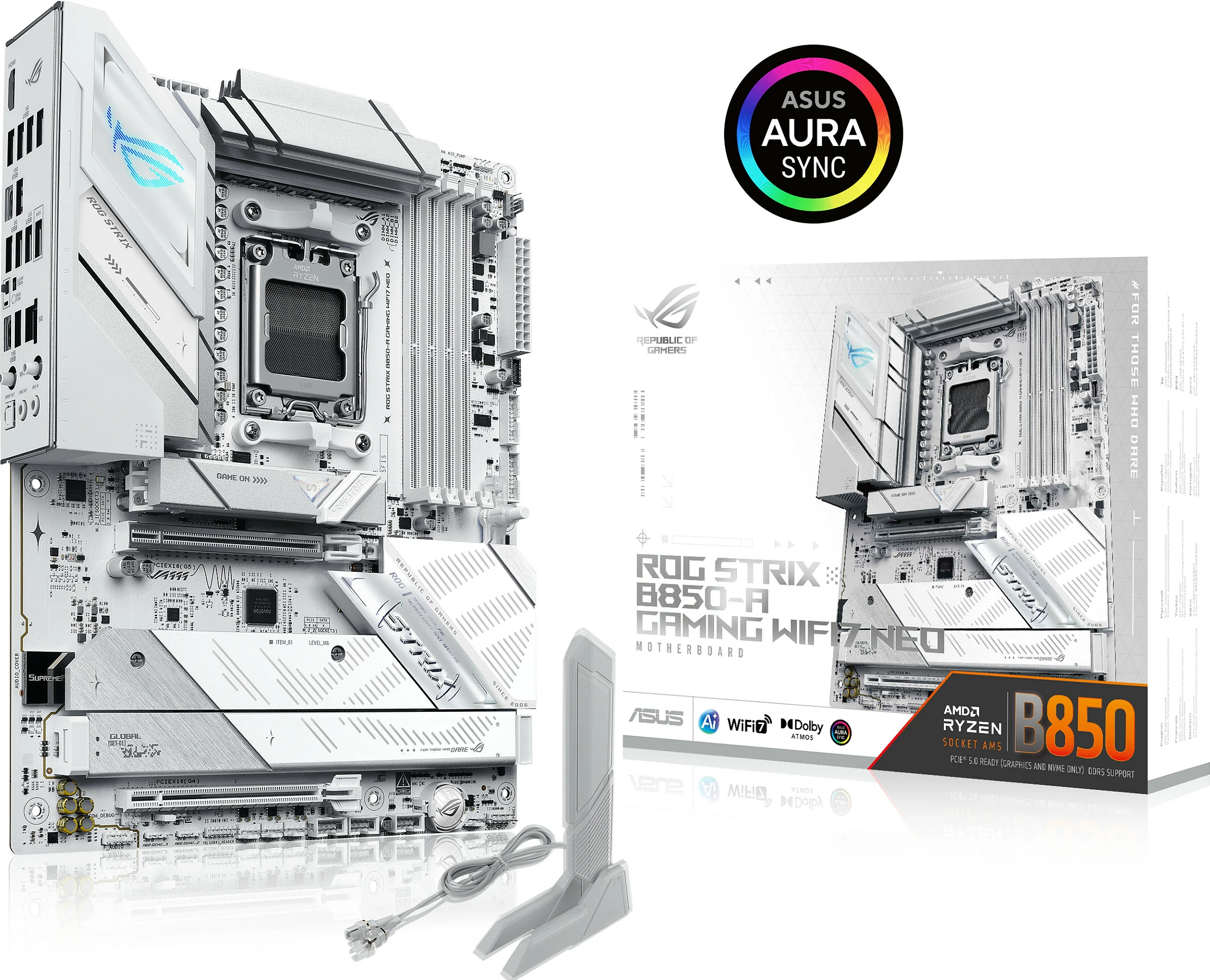 Pllakë amë ASUS ROG STRIX B850-A Gaming WiFi 7 Neo, Socket AM5, DDR5 deri 256GB, 5G LAN, e bardhë