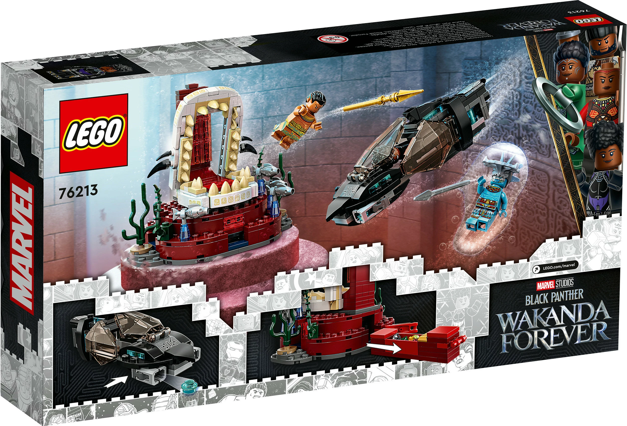 Set ndërtimi LEGO Marvel Avengers King Namor’s Throne Room, 355 pjesë, shumëngjyrësh