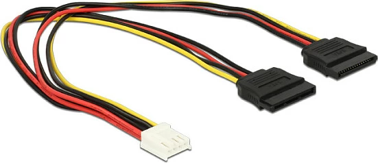 Kabl energjie DeLOCK Floppy 4-pin në 2x SATA 15-pin, 0.3 m, shumëngjyrësh