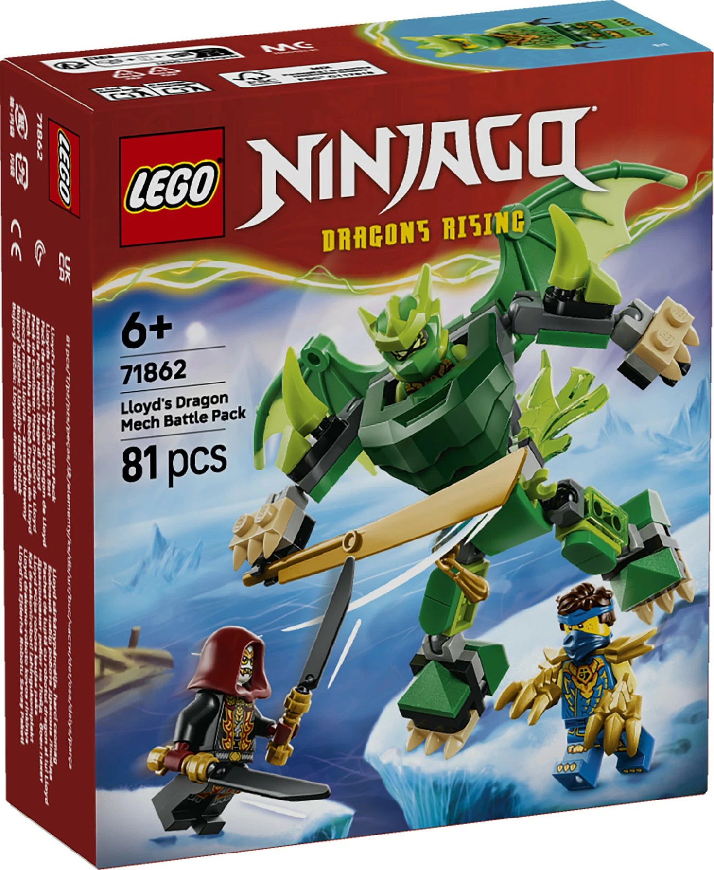 Set ndërtimi LEGO NINJAGO 71862 Lloyd's Dragon Mech Battle Pack, 81 copë, shumëngjyrësh