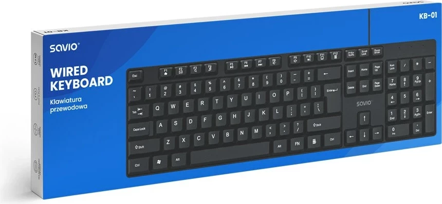 Tastierë SAVIO KB-01, full-size, USB, QWERTY, e zezë