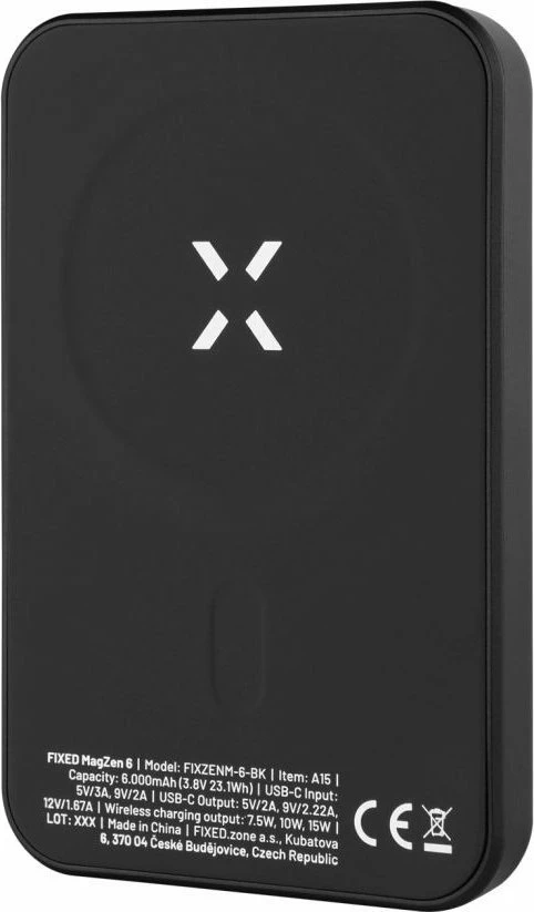 Powerbank Fixed MagZen FIXZENM-6-BK 6000 mAh USB-C PD 20W MagSafe, e zezë