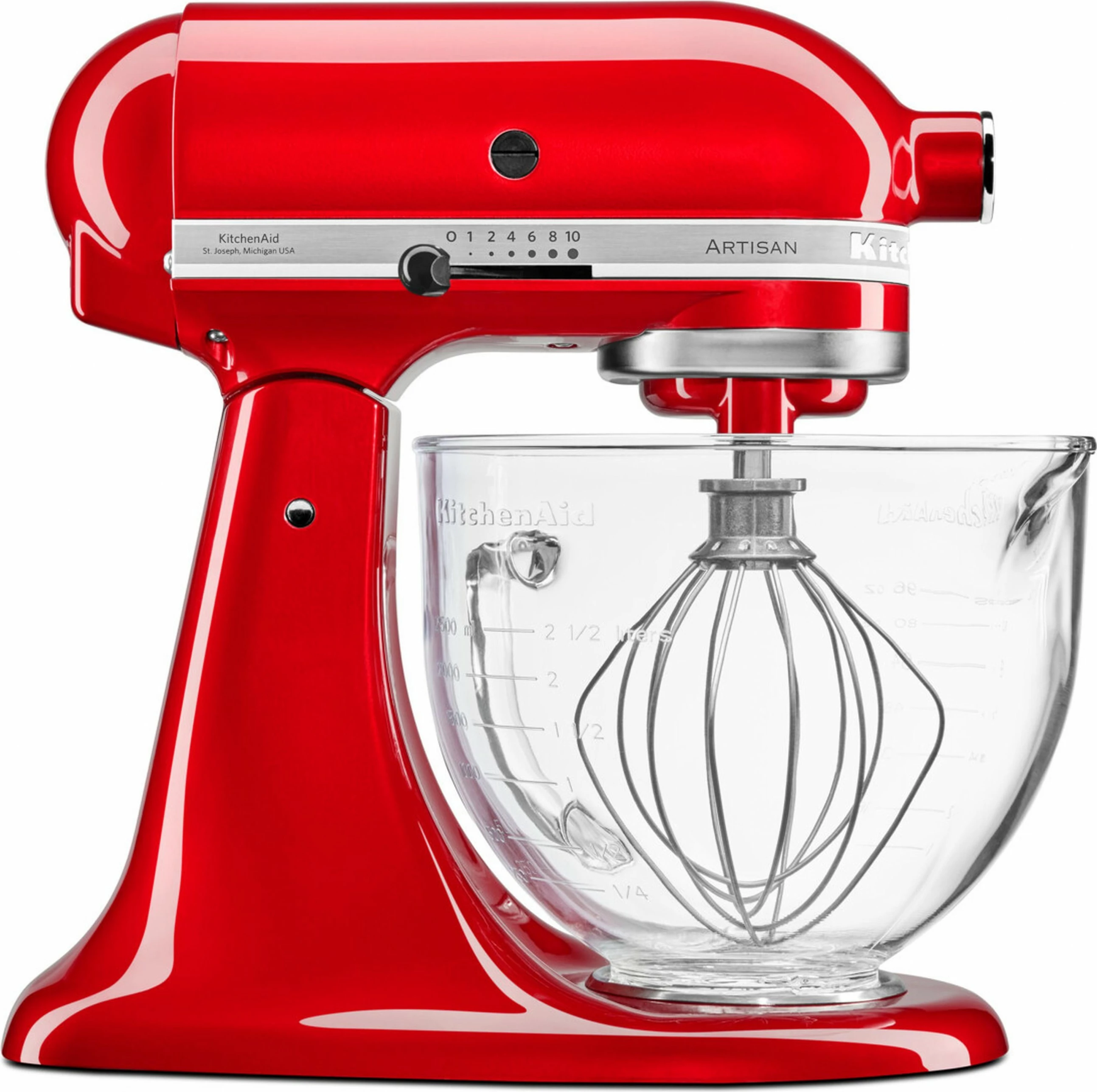 Enë qelqi KitchenAid 5KSM5GB 4.8L, me dorezë, kapak, shkallë matëse, transparente