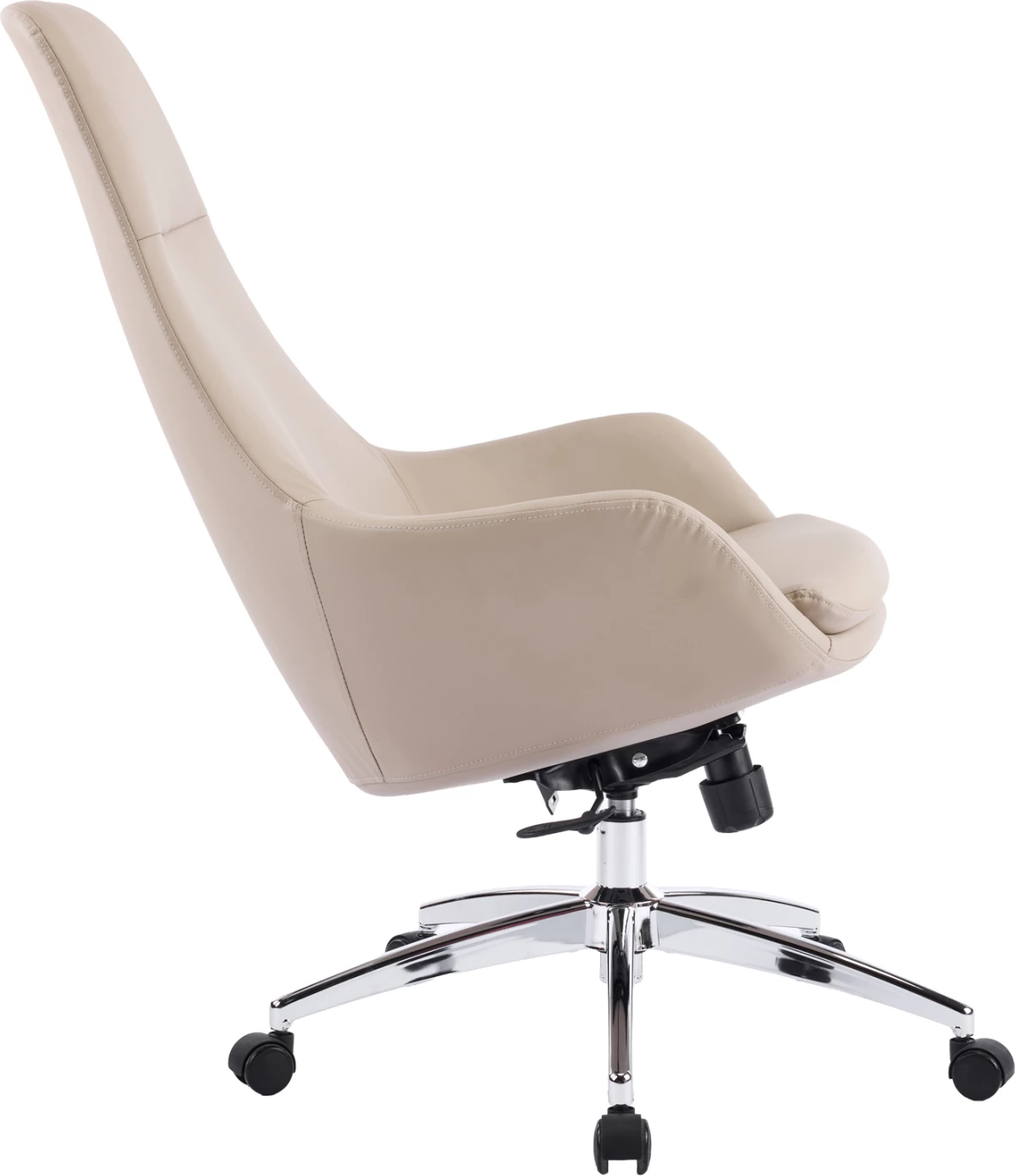 Karrige zyre BEKKER, lëkurë PU bezhë, bazë kromi, 67x67x126cm