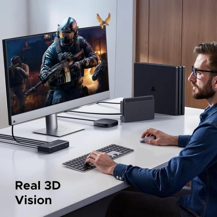 Switch HDMI UGREEN 55857 3-hyrje/1-dalje 4K@60Hz HDR10+ me telekomandë, i zi