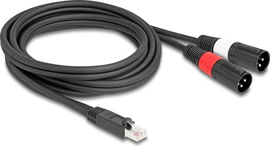 Kabllo adapter DeLOCK 88173, RJ-45 në 2x XLR 3-pin, 2 m, e zezë