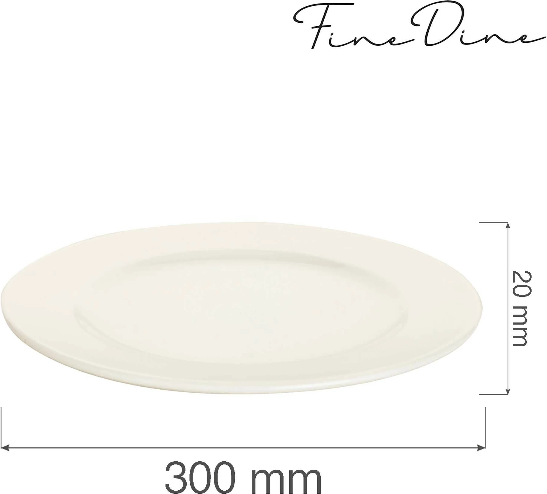 Pjatë e sheshtë Fine Dine Crema Ø300 mm, krem, set 6 copë