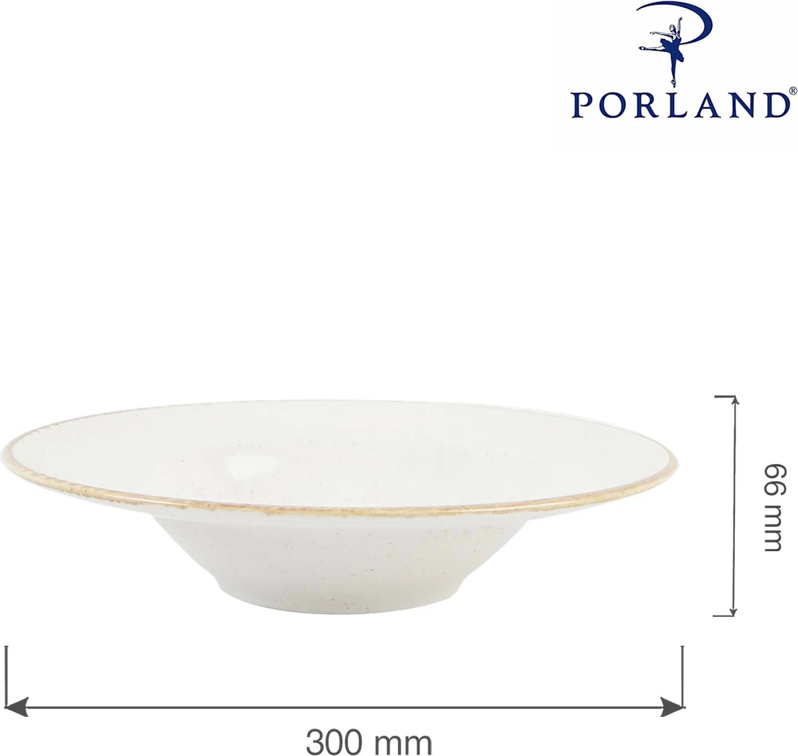 Pjatë pasta Porland Seasons Sand Ø300 mm, porcelan, krem, set 6 copë