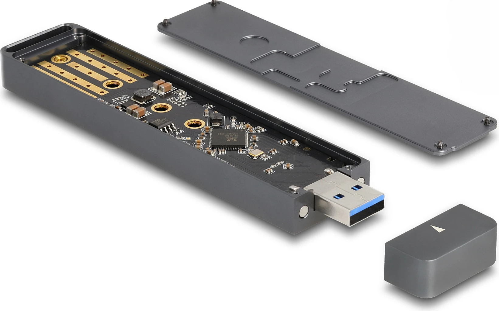 Kasë eksternale DeLOCK për SSD M.2 NVMe/SATA, USB-A 10Gbps, gri