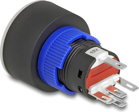 Switch me shtypje DeLOCK 22mm, LED e kuqe, 230V 3A, IP60, kuqe/argjendtë