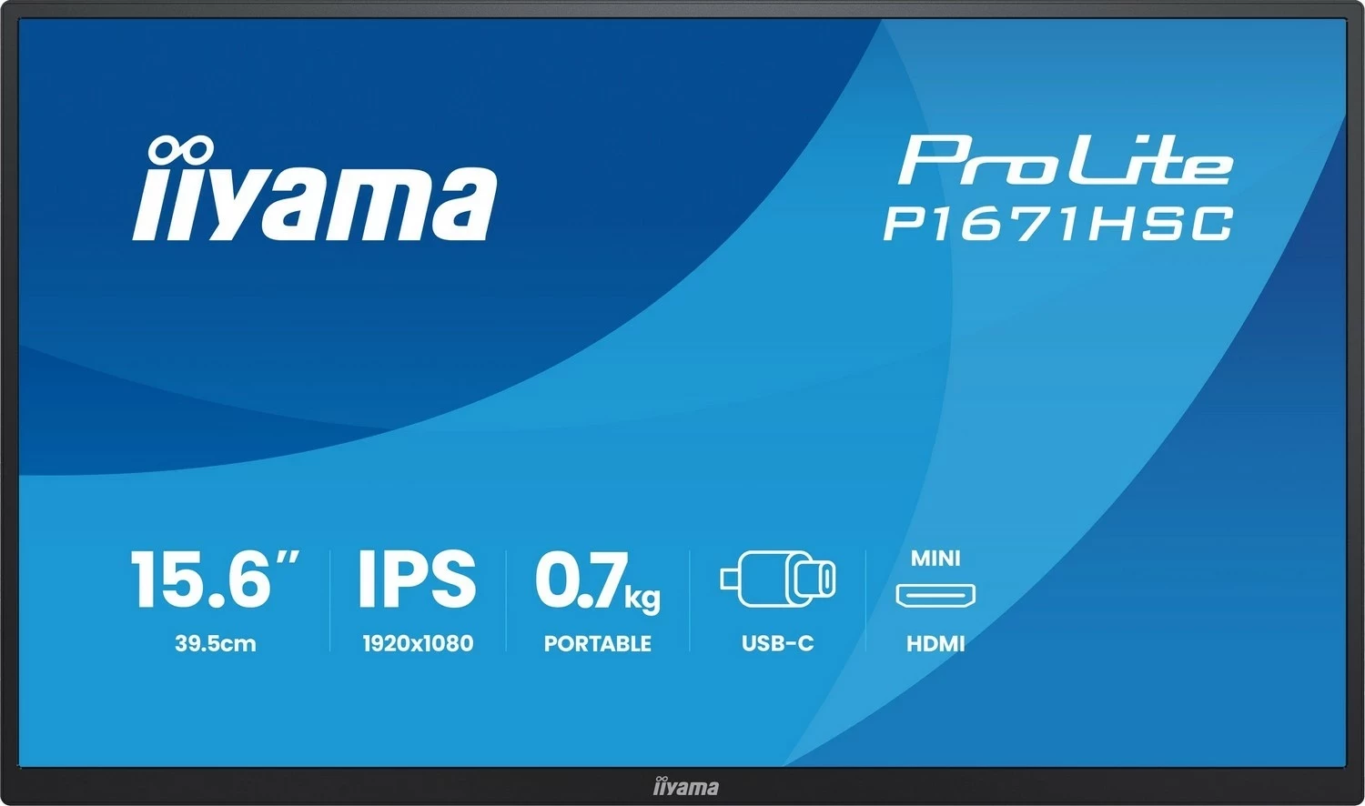 Monitor iiyama ProLite P1671HSC-B1, 15", Full HD, IPS, USB-C, miniHDMI, zi