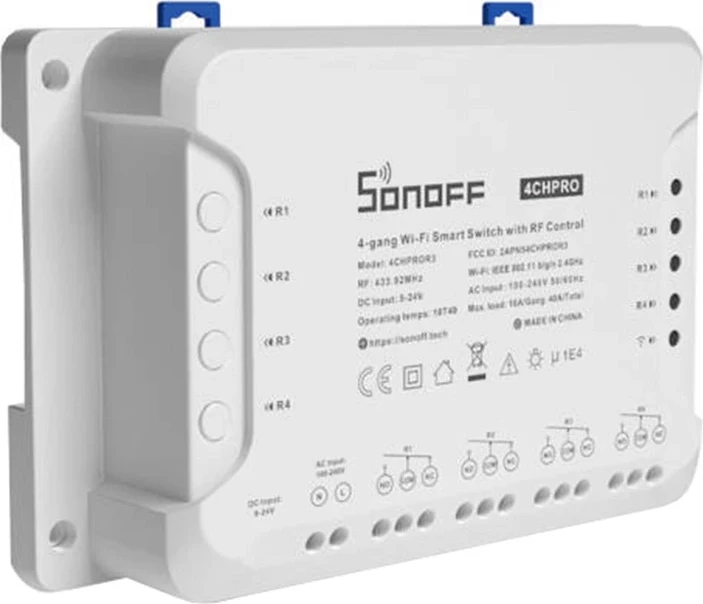 Switch i mençur Sonoff 4CHPROR3, WiFi, 4 kanale, i bardhë