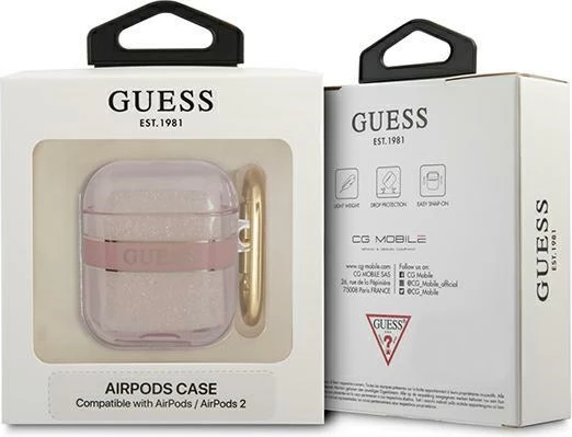 Mbështjellës Guess GUA2HHTSP për AirPods 1/2, Strap Collection, Rozë