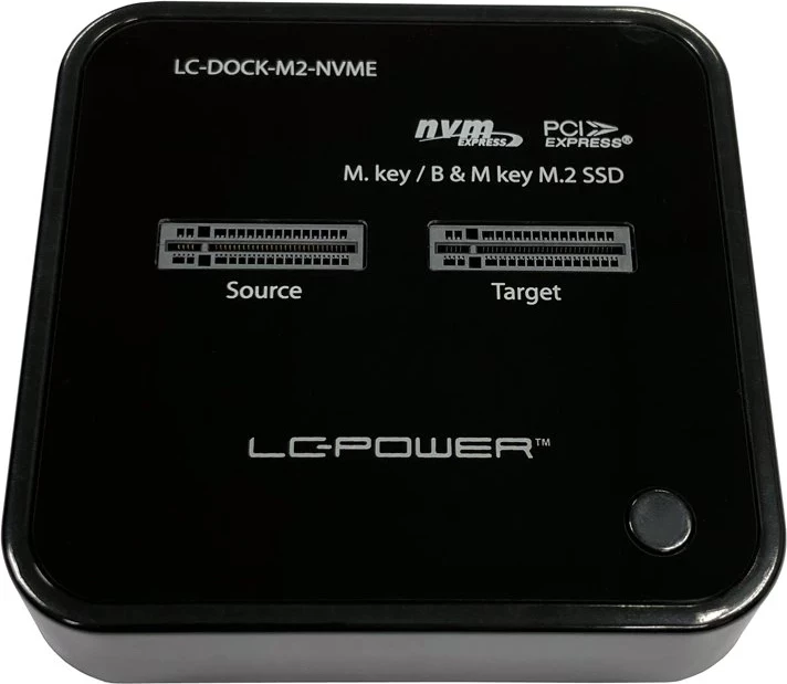 Docking station LC-Power LC-DOCK-M2-NVME, USB-C, për SSD M.2, e zezë