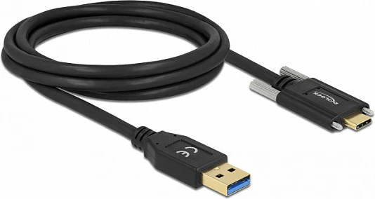 Kabllo USB DeLOCK SuperSpeed USB 3.2 Gen 2, USB-A në USB-C me vida, 2 m, 10 Gbit/s, e zezë