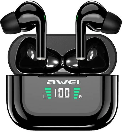 Kufje AWEI T29P TWS, Bluetooth 5.1, me mikrofon, të zeza, me stacion karikimi