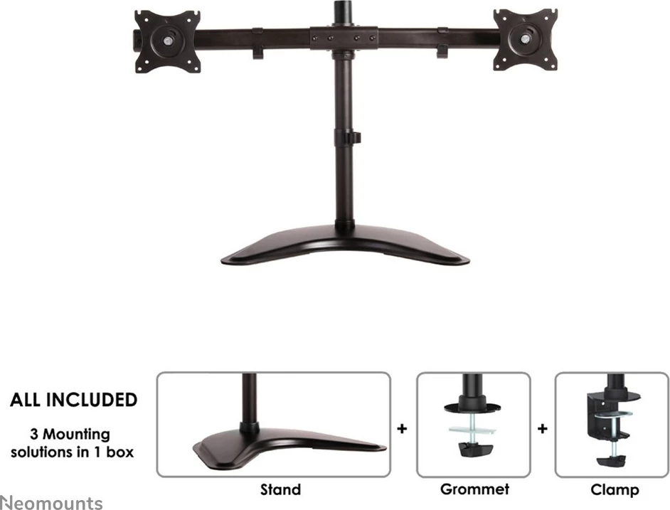 Mbajtës monitori Neomounts NM-D335DBLACK, 2 ekrane, 27", i zi